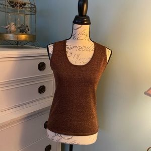 One Girl Who Sparkly Copper Sleeveless Sweater